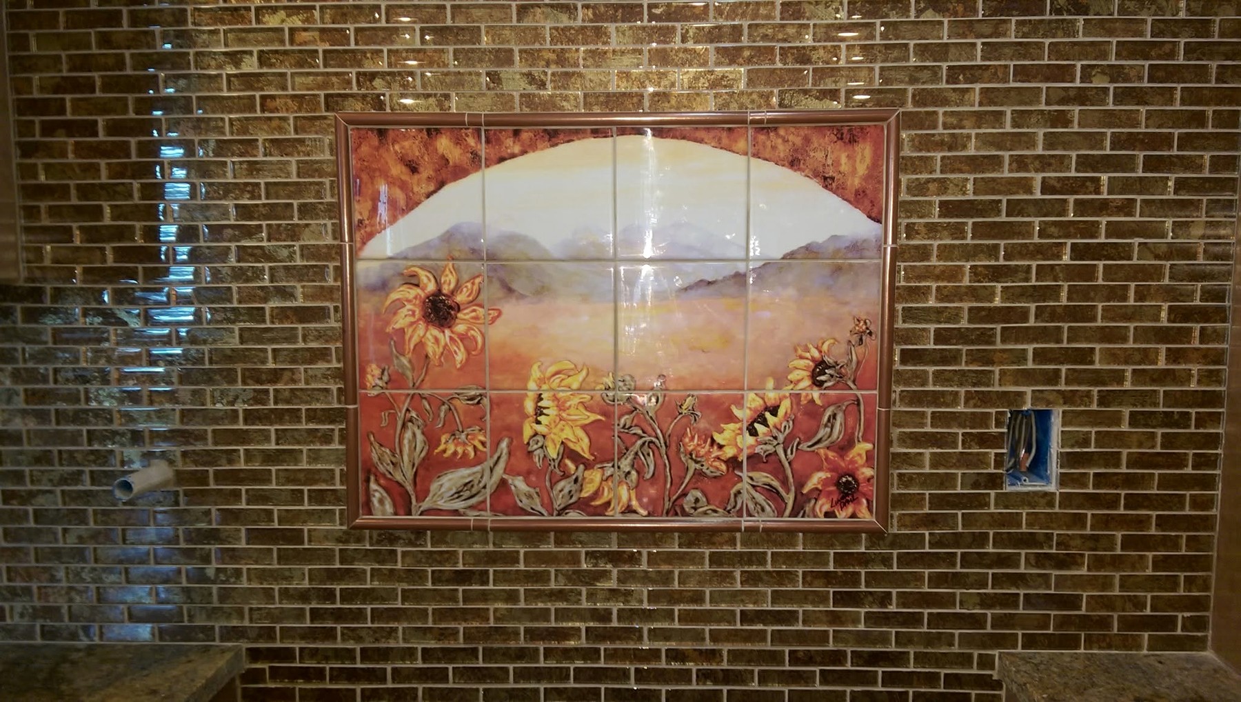 Glass Backsplash with Custom Inset