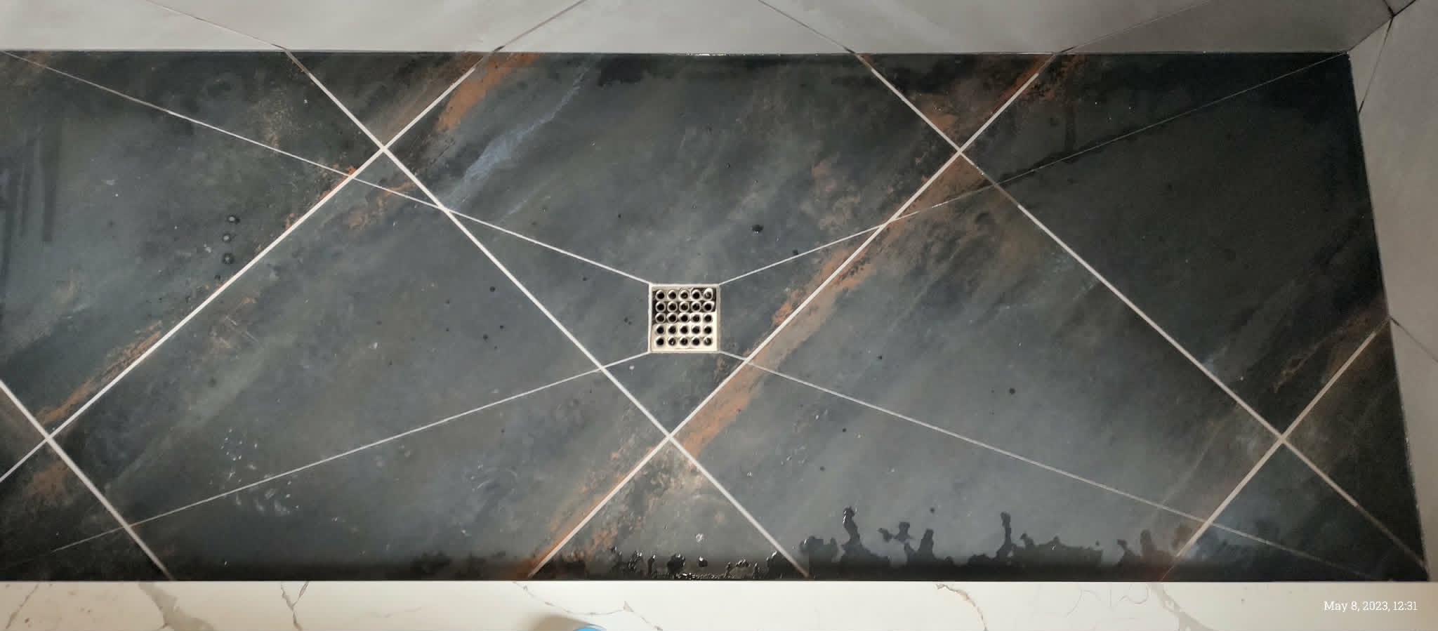 Dark Diagonal Shower Floor